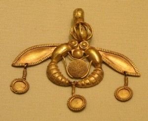 Minoan Bee Pendant (circa 1800-1700 BCE). Found in the Old Palace cemetery near Malia, Crete. (Herakleion Archaeological Museum, Crete)